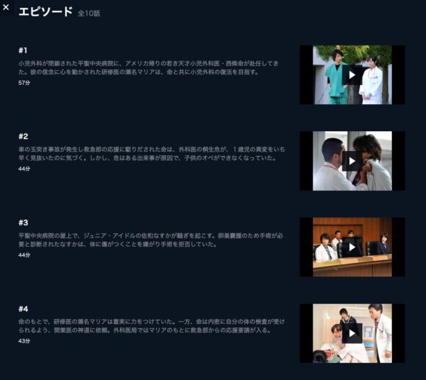 U-NEXT ドラマ 最上の命医 無料動画配信